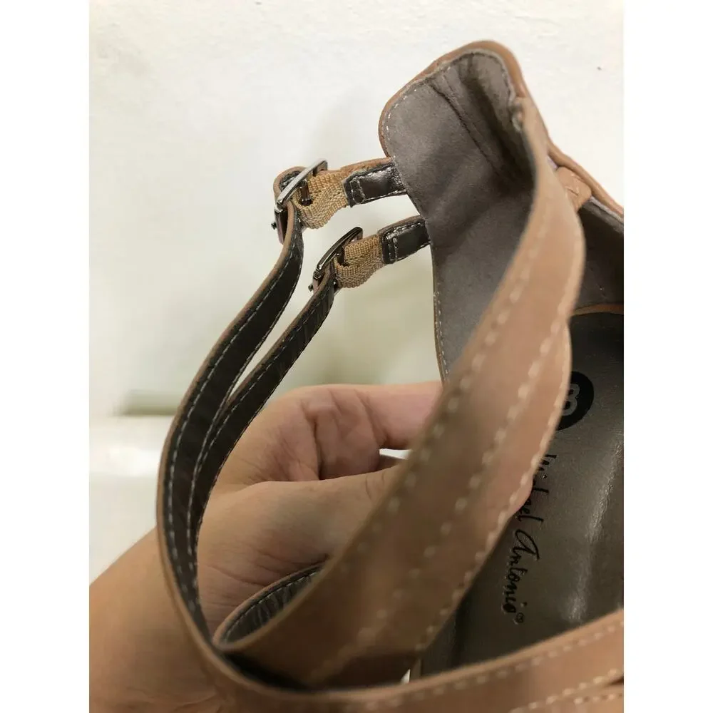 Nordstrom Michael Antonio Strappy Crossover Stiletto Heel Sandal Tan Taupe 9